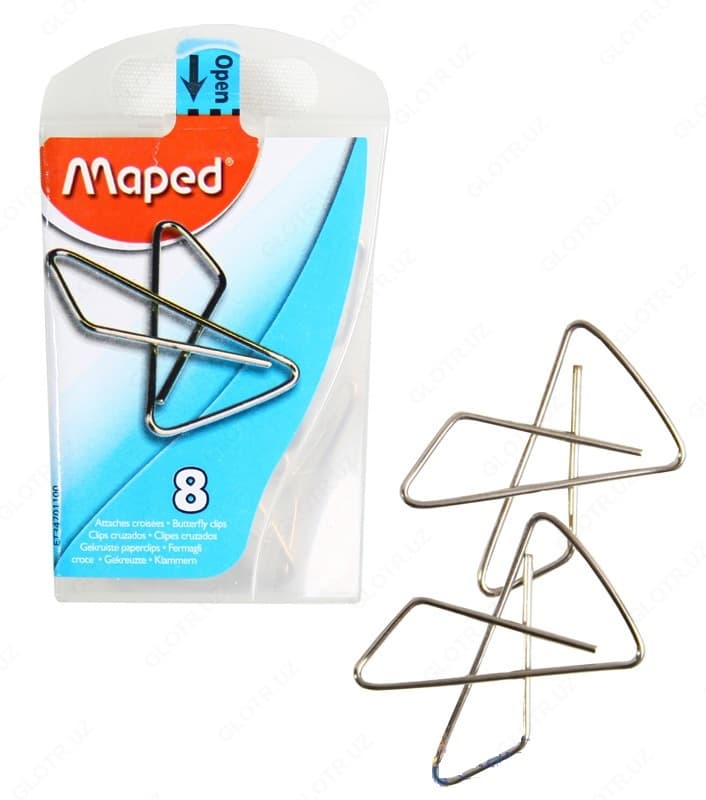 Скрепки ”Butterfly” Maped 034701 (30х40мм.никель по 100шт.) — 2