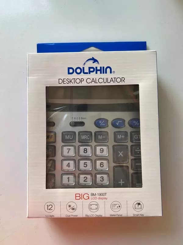 Калькулятор настольный ПОЛНОРАЗМЕРНЫЙ DOLPHIN BM-1900T. — 2