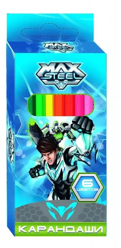 Карандаши цветные Max Steel Centrum, 6 цветов, 117 мм, картонная упаковка — 2
