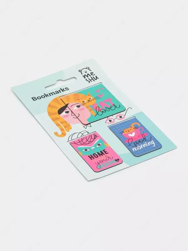 Закладки магнитные для книг, 3шт., MESHU ”Cat lover — 1