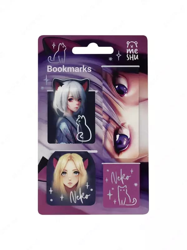 Закладки магнитные для книг, 4шт., MESHU ”Neko — 2