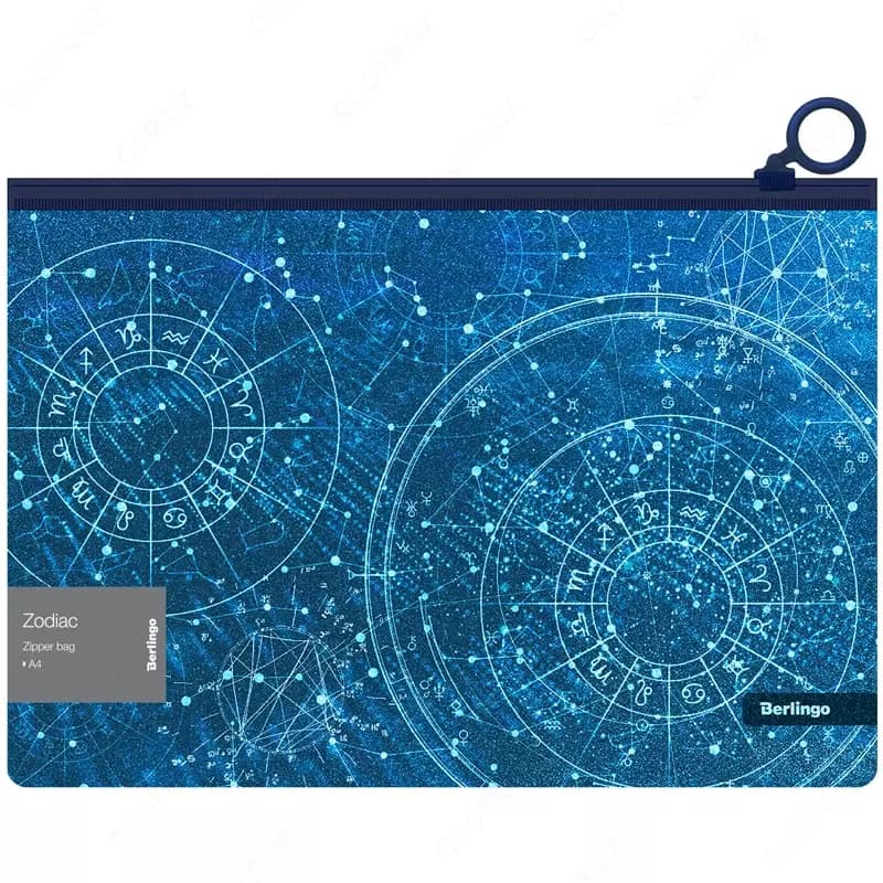 Папка-конверт на молнии Berlingo ”Zodiac”, 180 мкм, с рисунком, с эффектом блесток — 2