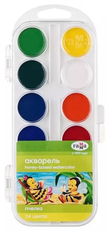 Акварель ”Гамма Пчелка NEW” медовая, без кисточки (24 цвета) Арт. - 212035 — 1