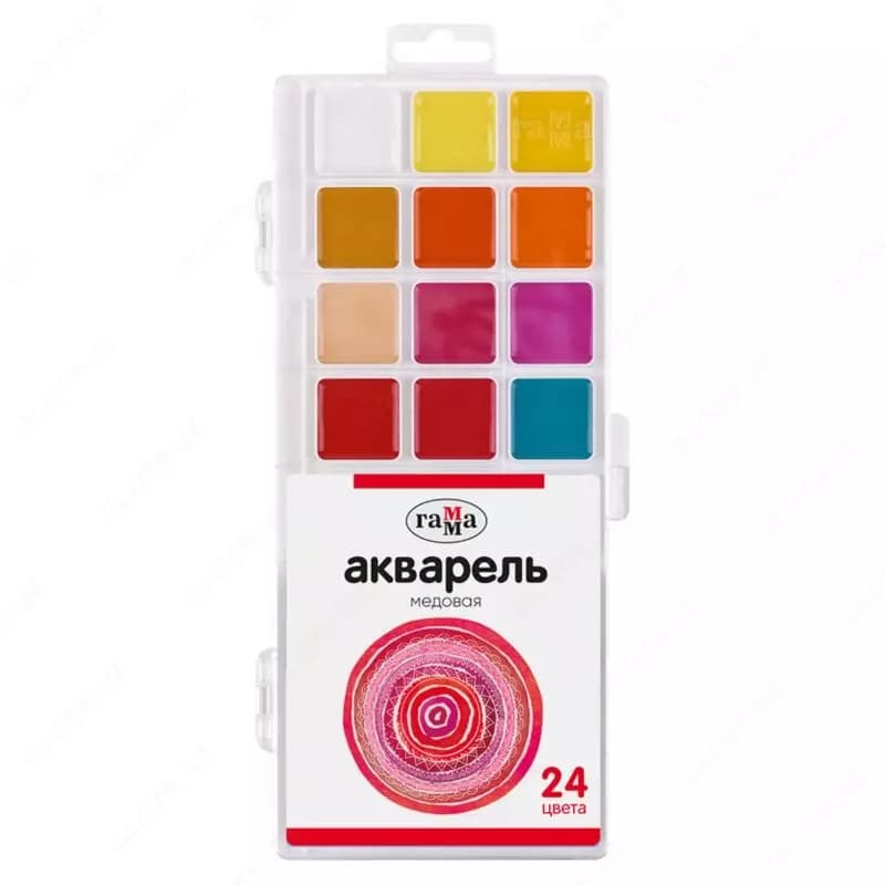 Акварель Гамма ”Классическая”, медовая, 24 цвета, без кисти, п — 1