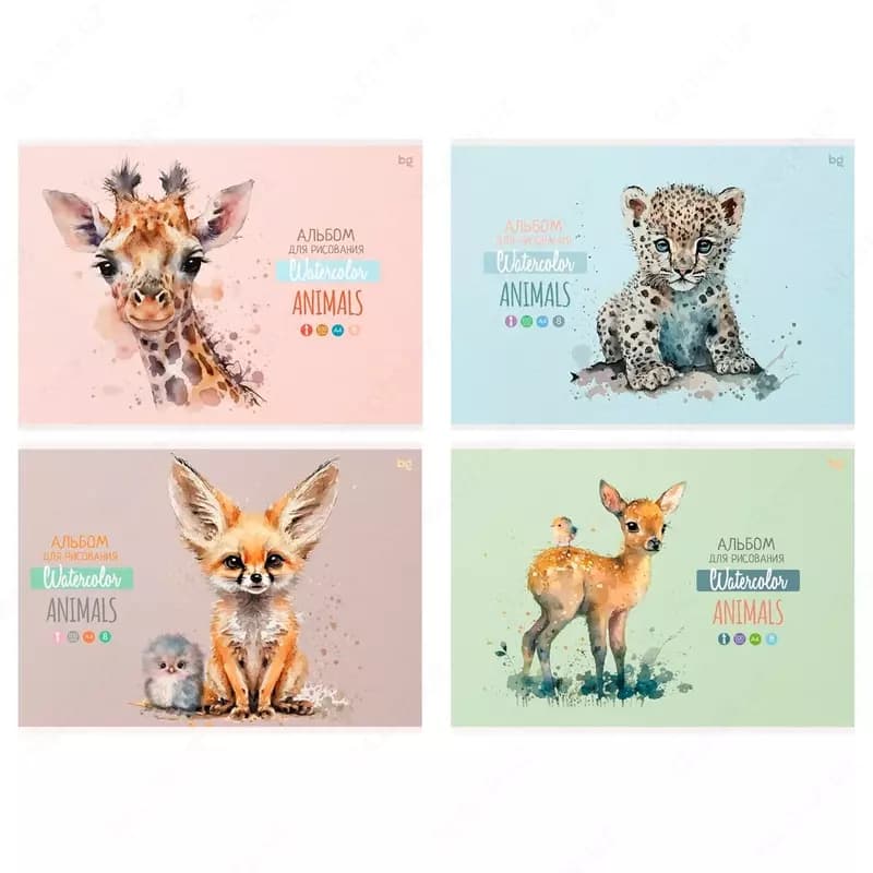 Альбом для рисования 08л., А4, на скрепке BG ”Animals” — 1