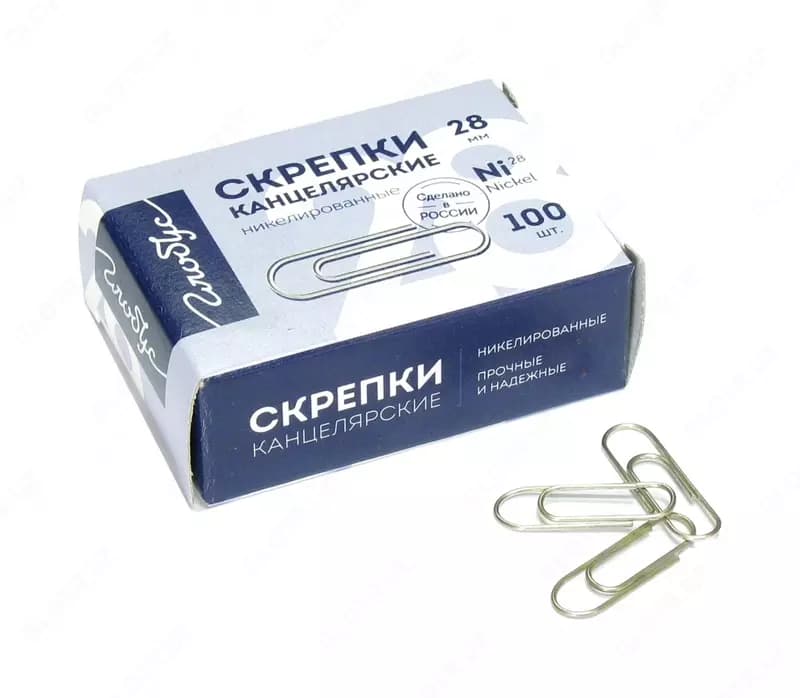 Скрепки канцелярские 28 мм, 100 шт — 1