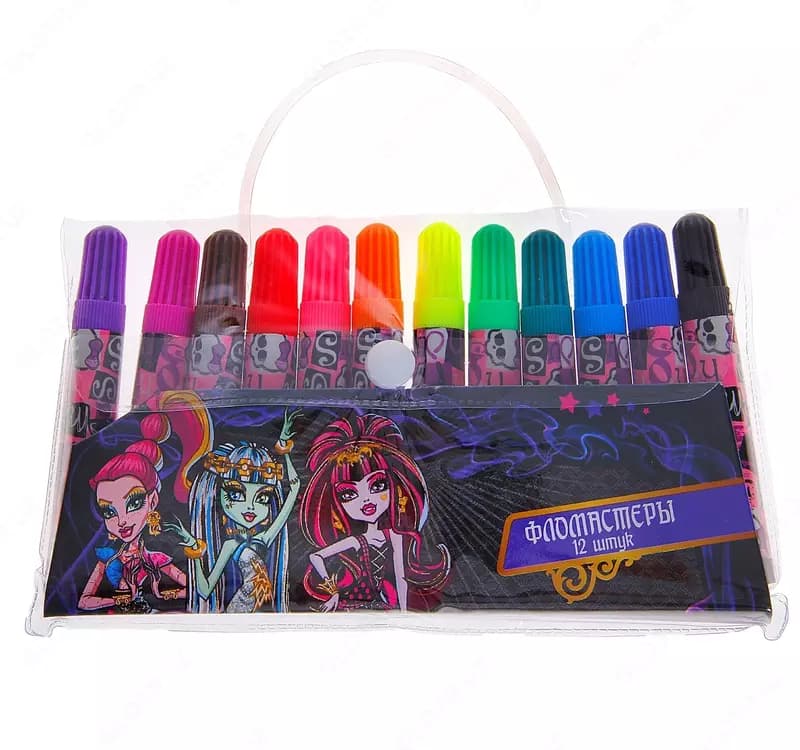 Фломастеры детские Monster High Centrum, 12 цветов, короткие — 1