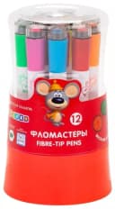 Фломастеры ”Цветик” со штампом, 12 цветов, пластиковый пенал