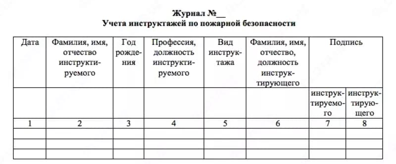 Журнал регистрации инструктажа по пожарной безопасности — 2