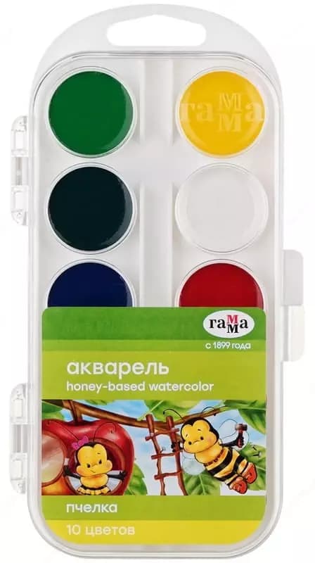 Акварель Гамма ПЧЕЛКА, 10 цветов — 1