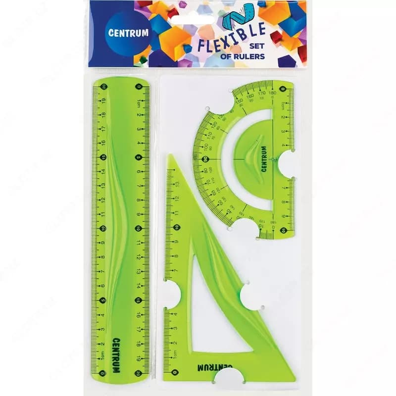 Набор линеек Centrum FLEXIBLE, ПВХ упаковка (линейка, транспортир, угольник) — 1
