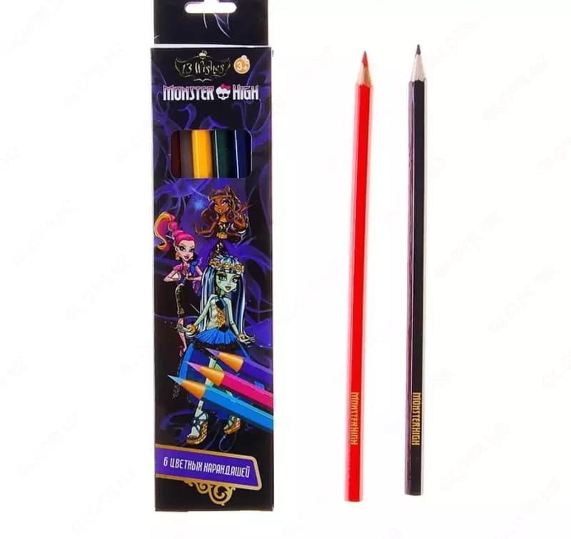 Карандаши цветные Monster High, 6 цветов, 177 мм, Centrum, картонная упаковка — 2