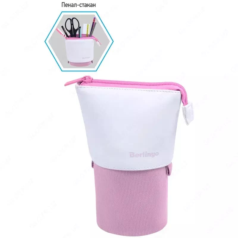 Пенал-стакан Berlingo ”Pink case”, 1 отделение, 170х75 см, вельвет, экокожа — 1