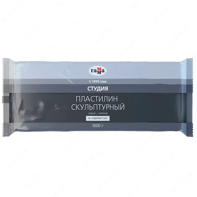 Пластилин скульптурный ГАММА мягкий серый, 1 кг/ — 2