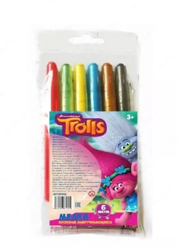 Мелки восковые Twist с выдвижным стержнем, 6 цветов — 4