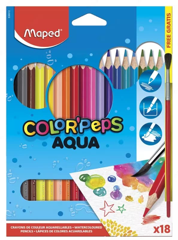 Карандаши цветные акварельные ColorPeps Aqua, 18 цветов, Maped — 1