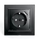 Одноместная розетка с USB-портом DC 5V 1A ”Dusel” Rich, 16А, 250 В (Black)