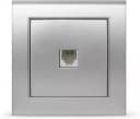 Телефонная розетка RJ11 ( одноместная) ”Dusel” Rich, 6А, IP44 (Silver)