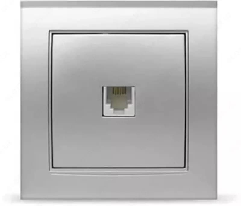Телефонная розетка RJ11 ( одноместная) ”Dusel” Rich, 6А, IP44 (Silver) — 1
