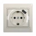 Одноместная розетка с USB-портом DC 5V 1A ”Dusel” Rich, 16А, 250 В (Silver)