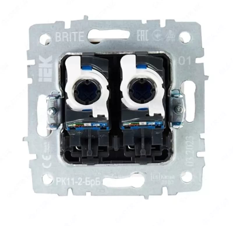 Розетка компьютерная BRITE 2-ая RJ45 кат.6 РК11-2-БрБ белый IEK — 3