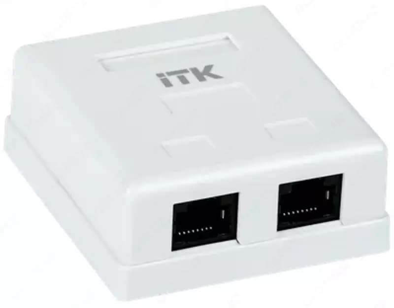 ITK Настенная информационная розетка RJ45 8P8C, кат.6 UTP, 2-порта, белая — 2