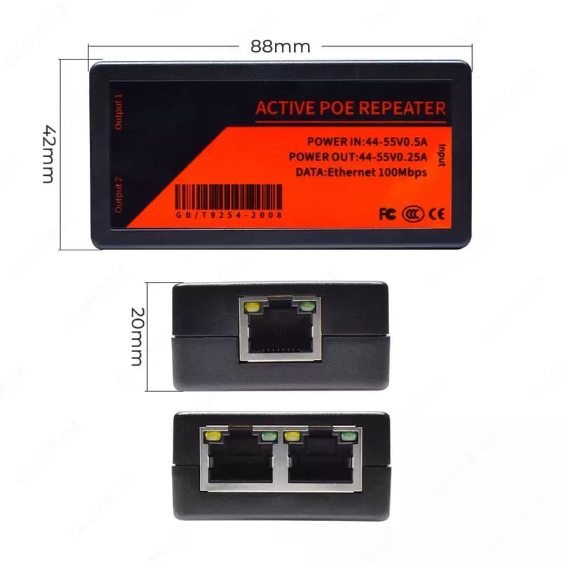 PoE удлинитель 1x2 100М, PoE адаптер, PoE Extender 1x2 100M — 2
