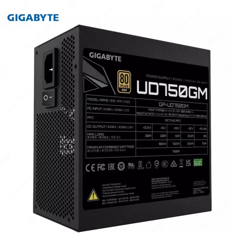 Блок питания Gigabyte UD750 750W, 120mm, 80 Plus Gold, Modular ATX Power Supply — 1
