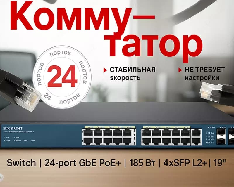Коммутатор Engenius EWS7928P-FIT (Switch 24-port GbE PoE.af/at(+) 185W 4xSFP L2+ 19i) — 1