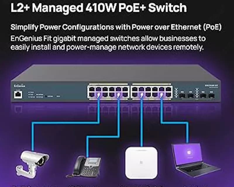 Коммутатор Engenius EWS7928P-FIT (Switch 24-port GbE PoE.af/at(+) 185W 4xSFP L2+ 19i) — 2