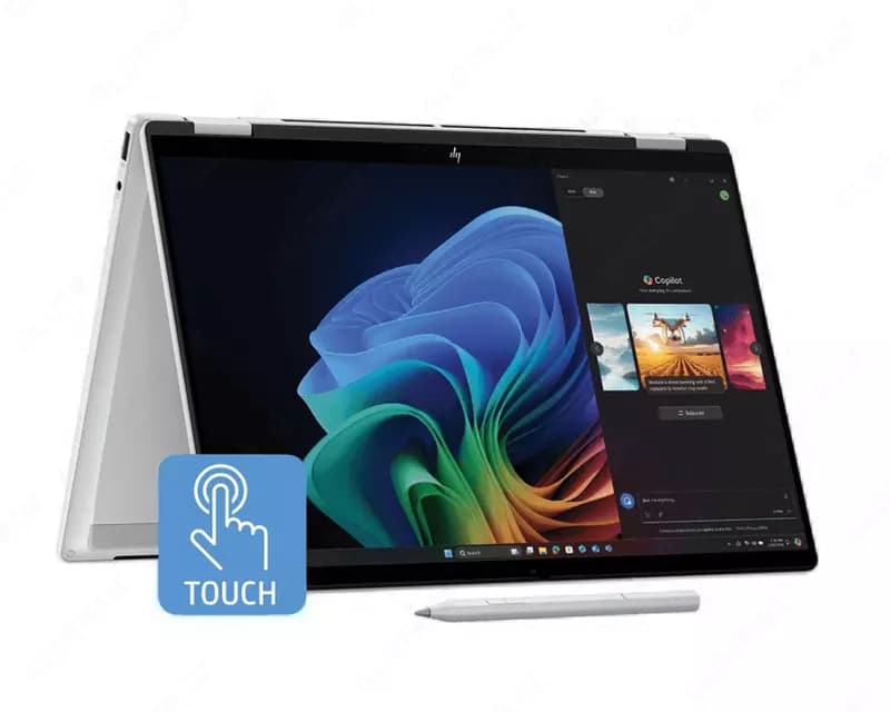 HP OmniBook X Flip NG AI PC x360 | Glacier Silver AI logo - 5MP IR PVCY ST | WARR 1/1/0 EURO — 5