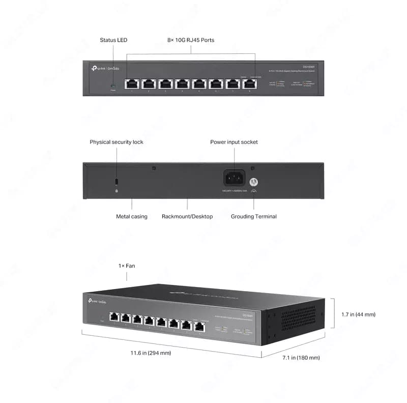 TP-Link Omada DS105X 5-Port 10G Multi-Gigabit Desktop Switch — 3