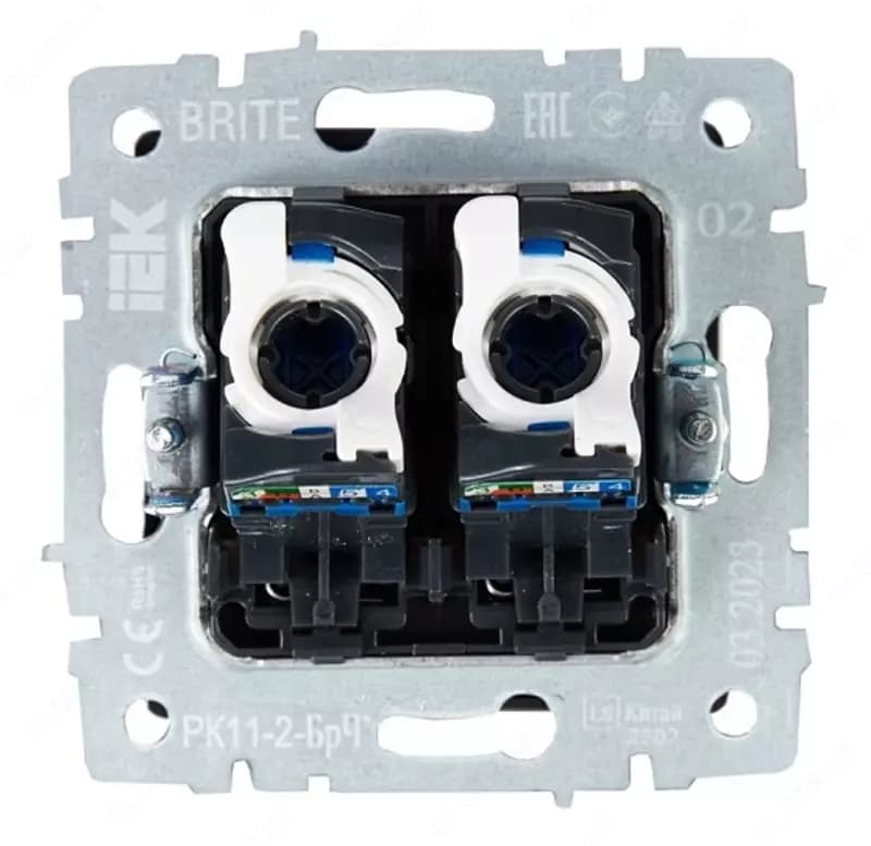 Розетка компьютерная BRITE 2-ая RJ45 кат.6 РК11-2-БрЧ черный IEK — 3