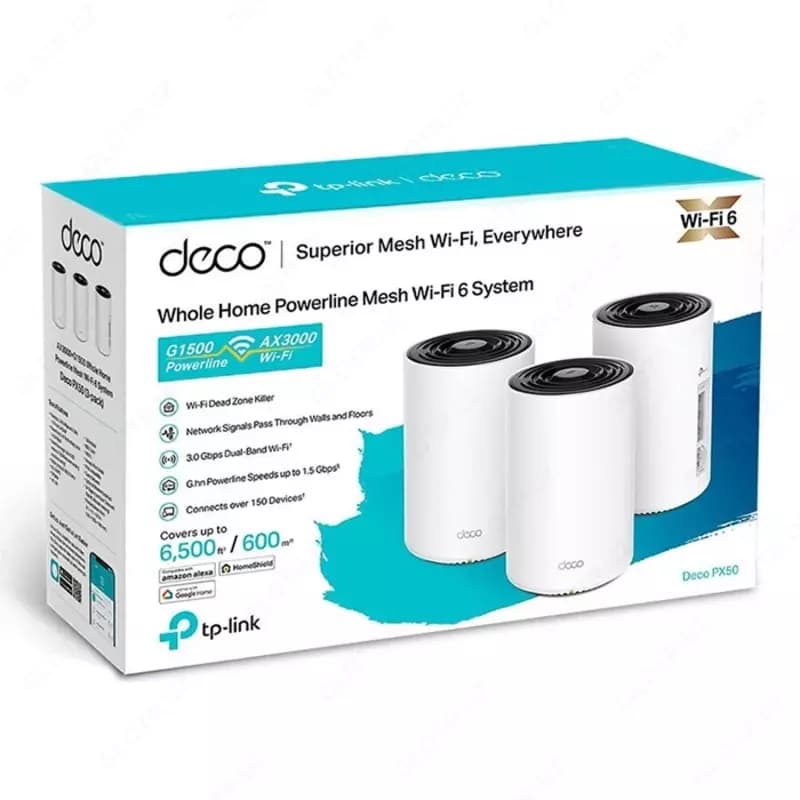 Mesh Wi-Fi система TP-Link Deco PX50 (3-Pack) AX3000 + G1500 Whole Home — 3