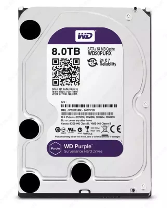 WD80PURX-78 WD Purple (Фиолетовый) 8TB HDD — профессиональный диск для видеонаблюдения, Hikvision (Оригинал) — 2