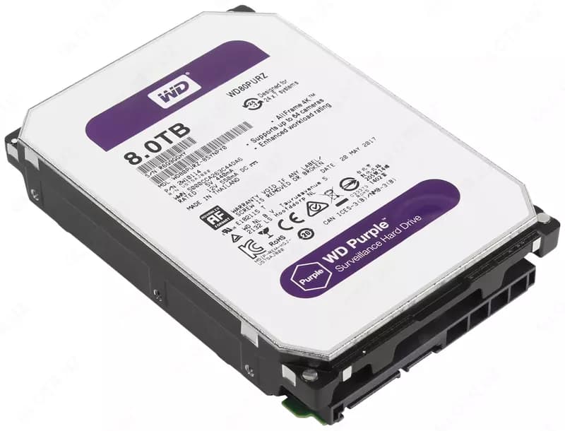 WD80PURX-78 WD Purple (Фиолетовый) 8TB HDD — профессиональный диск для видеонаблюдения, Hikvision (Оригинал) — 3