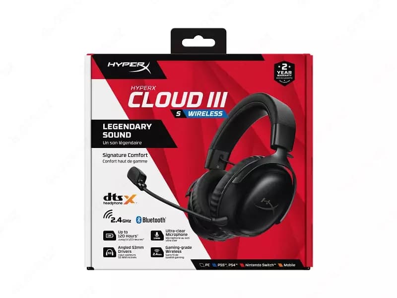 Игровые наушники (беспроводные) ”HyperX” Cloud III S Wireless, Black/Red (Арт. - A59Z0AA) — 4