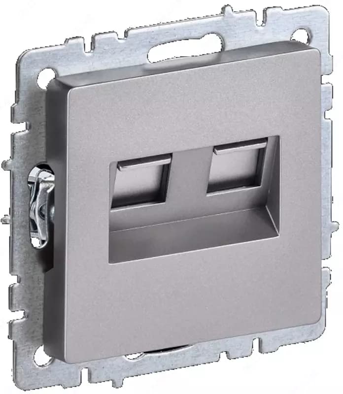 Розетка компьютерная BRITE 2-ая RJ45 кат.6 РК11-2-БрС сталь IEK — 1