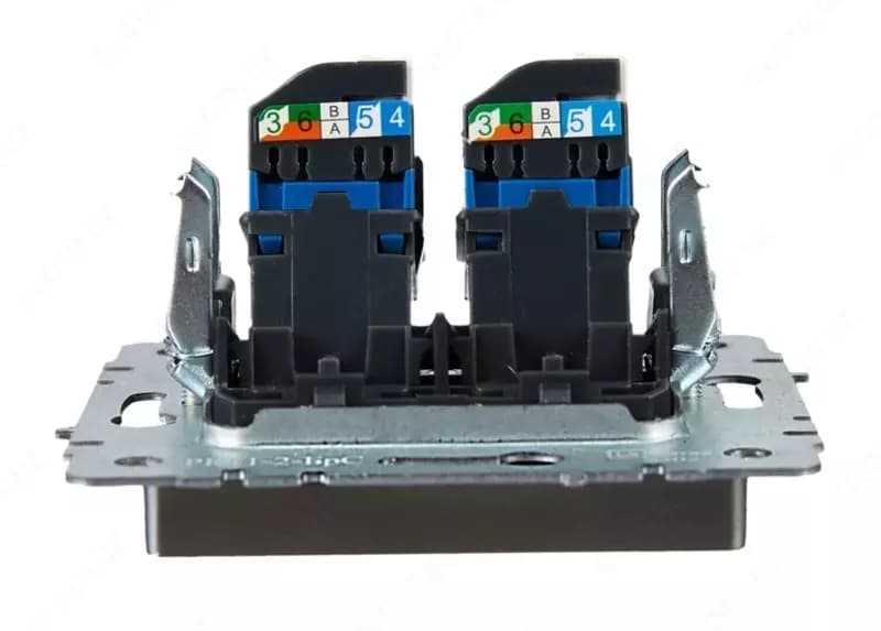 Розетка компьютерная BRITE 2-ая RJ45 кат.6 РК11-2-БрС сталь IEK — 4