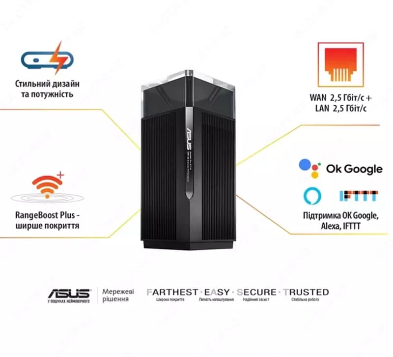 Маршрутизатор ASUS ZenWiFi Pro ET12 (Black 2-Pack) Wireless-AXE11000 WIFI 6E — 6