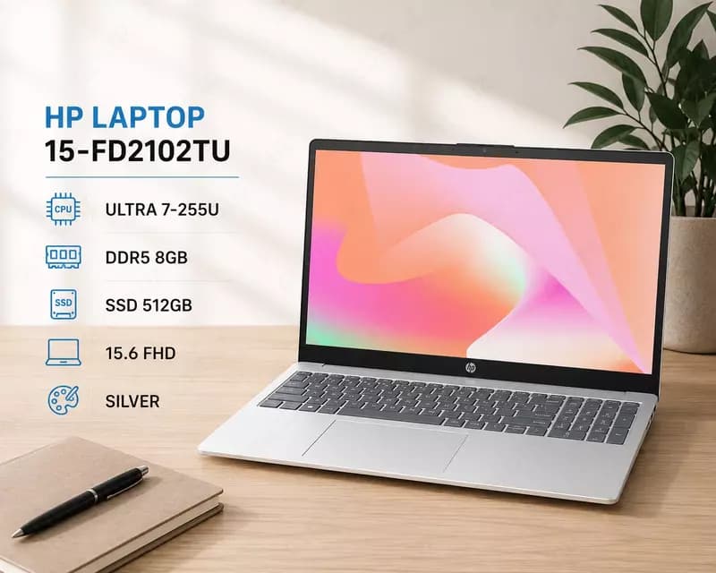 Ноутбук HP LAPTOP 15-FD2102TU / ULTRA 7-255U / DDR5 8GB / SSD 512GB / 15.6 FHD / SILVER — 1