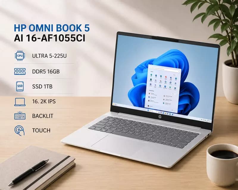 Ноутбук HP OMNI BOOK 5 AI 16-AF1055CI / ULTRA 5-225U / DDR5 16GB / SSD 1TB / 16. 2K IPS / BACKLIT / TOUCH — 1