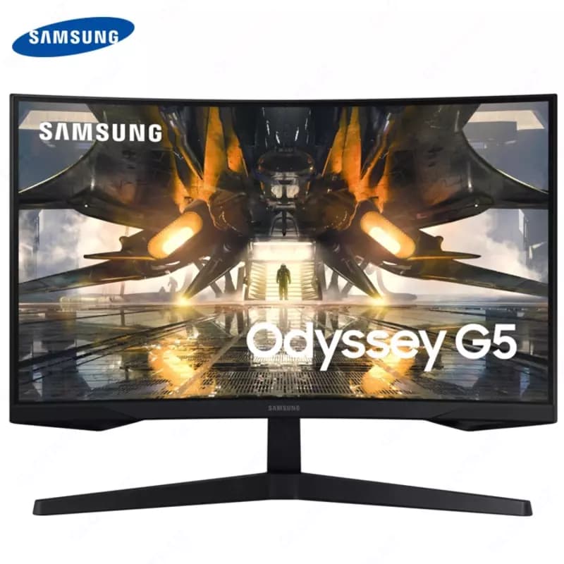 Монитор Samsung - 27” LS27AG550EMXZN Odyssey G5 Curved Gaming Monitor, VA, 165Hz, 1mc, QHD (2560x1440), HDMI+DP, Black — 1
