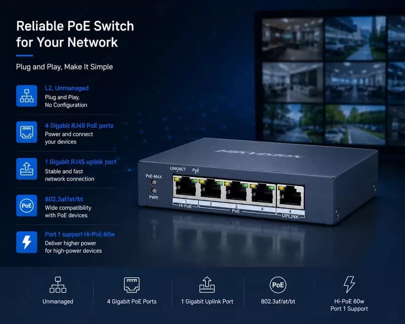 Коммутатор DS-3E0505HP-E — 1