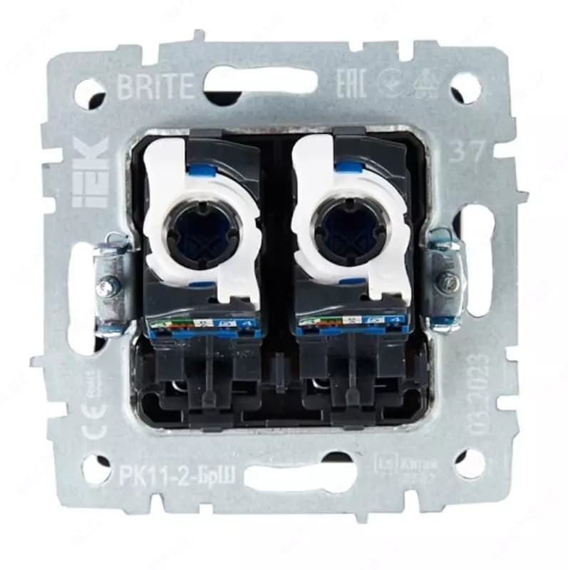Розетка компьютерная BRITE 2-ая RJ45 кат.6 РК11-2-БрШ шампань IEK — 3
