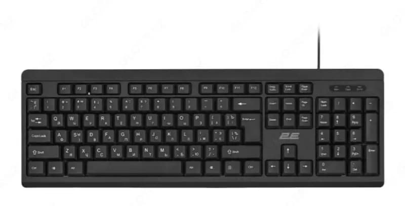 Мембранная клавиатура 2E KS108, 104 клавиши, USB-A, EN/UK/RU, чёрная — 3
