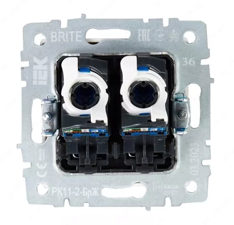 Розетка компьютерная BRITE 2-ая RJ45 кат.6 РК11-2-БрЖ жемчуг IEK — 3