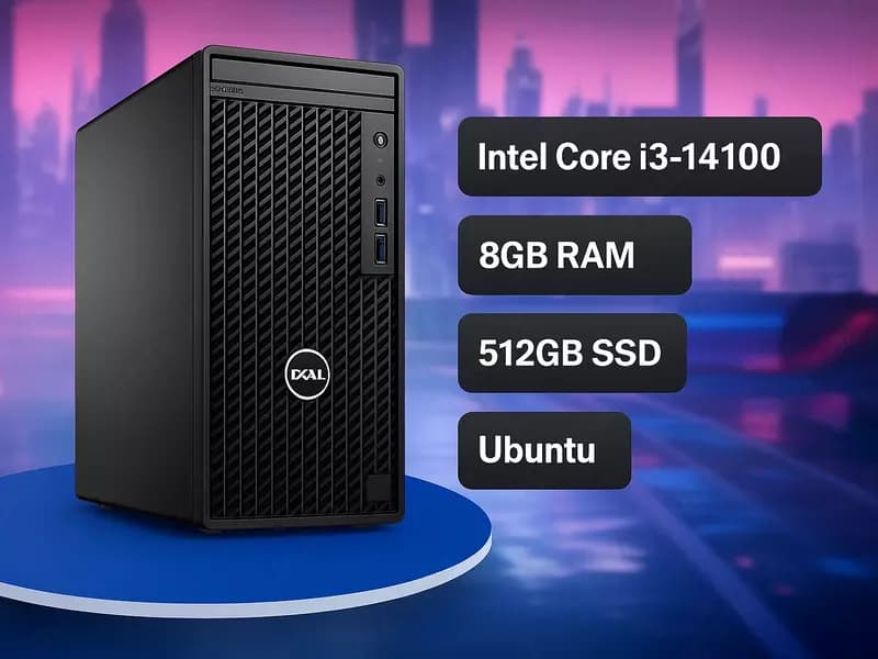 Персональный компьютер Dell Opti MT, процессор i3-14100, оперативная память 8GB, память 512GB SSD, Убунту, мышка, клавиатура — 1