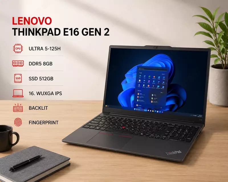 Ноутбук LENOVO THINKPAD E16 GEN 2 / ULTRA 5-125H / DDR5 8GB / SSD 512GB / 16. WUXGA IPS / BACKLIT / FINGERPRINT — 1