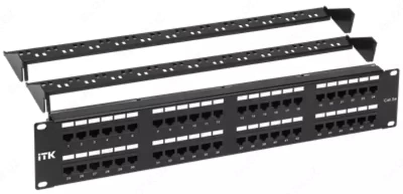 ITK Патч-панель 19” (1U) UTP, 24 портов RJ-45, кат.6 , с кабельным органайзером — 1